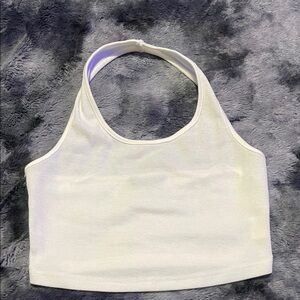 SHEIN White Halter Neck Crop Top